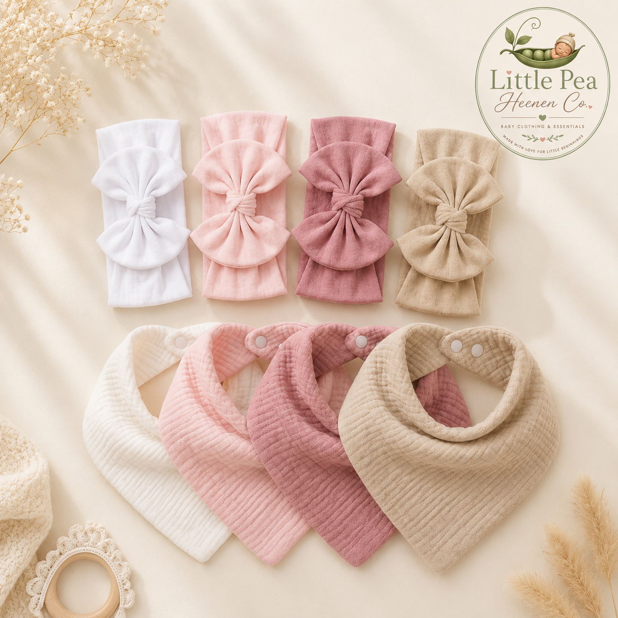 Baby Bib & Bow Headband Set - LP-066